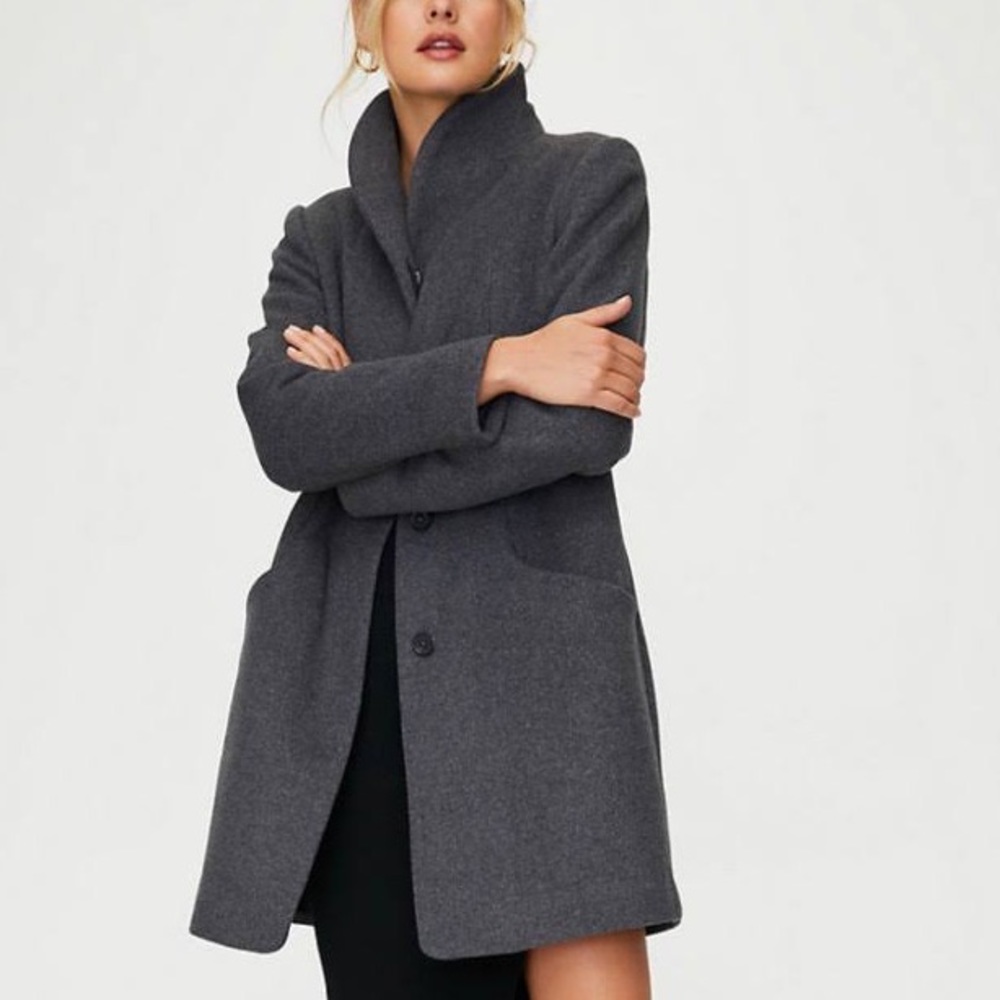 Aritzia Wilfred Cocoon Coat Dark Grey